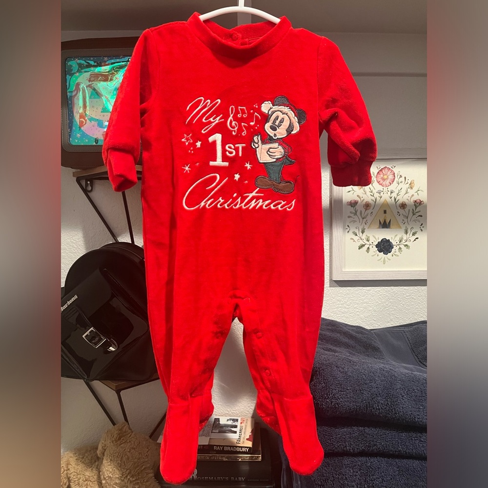 Disney Mickey My First Christmas Footie Pajamas Size 3-6 Months